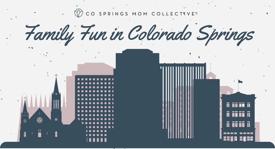 Graphic for Family Fun in Colorado Springs featuring buildings in Colorado Springs