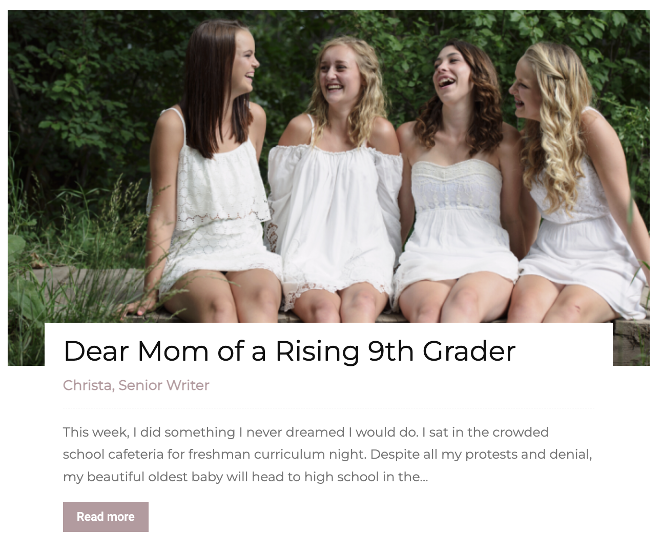 Rising Ninth Grader Article